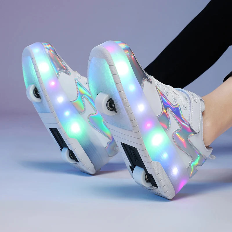 Kids LED USB charging roller shoes