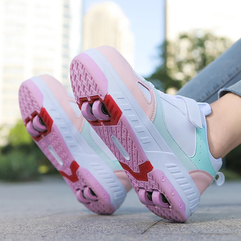 Roller Skate Shoes Kids Sneakers With four Wheels